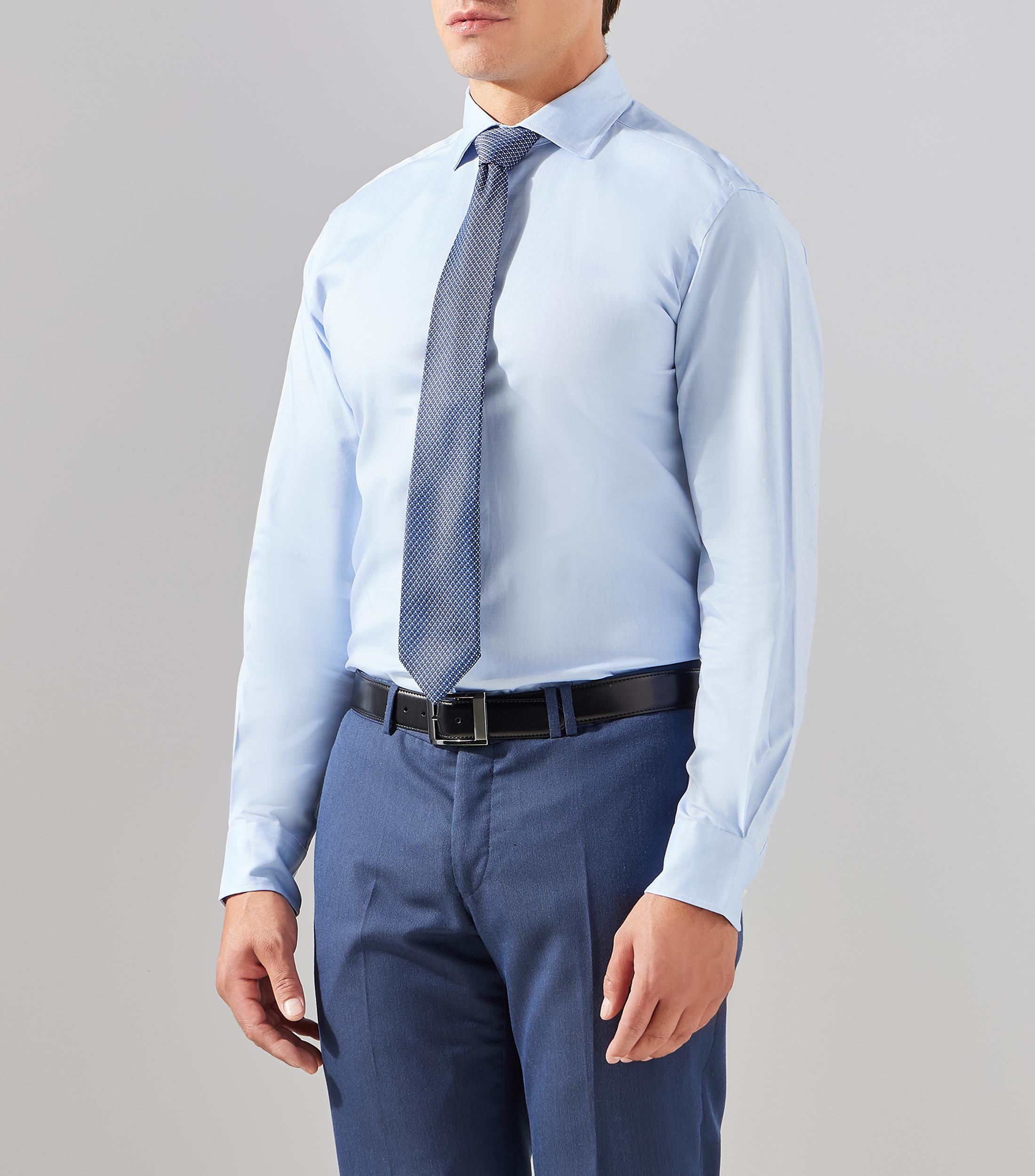 Camisa de vestir lisa manga larga Hombre